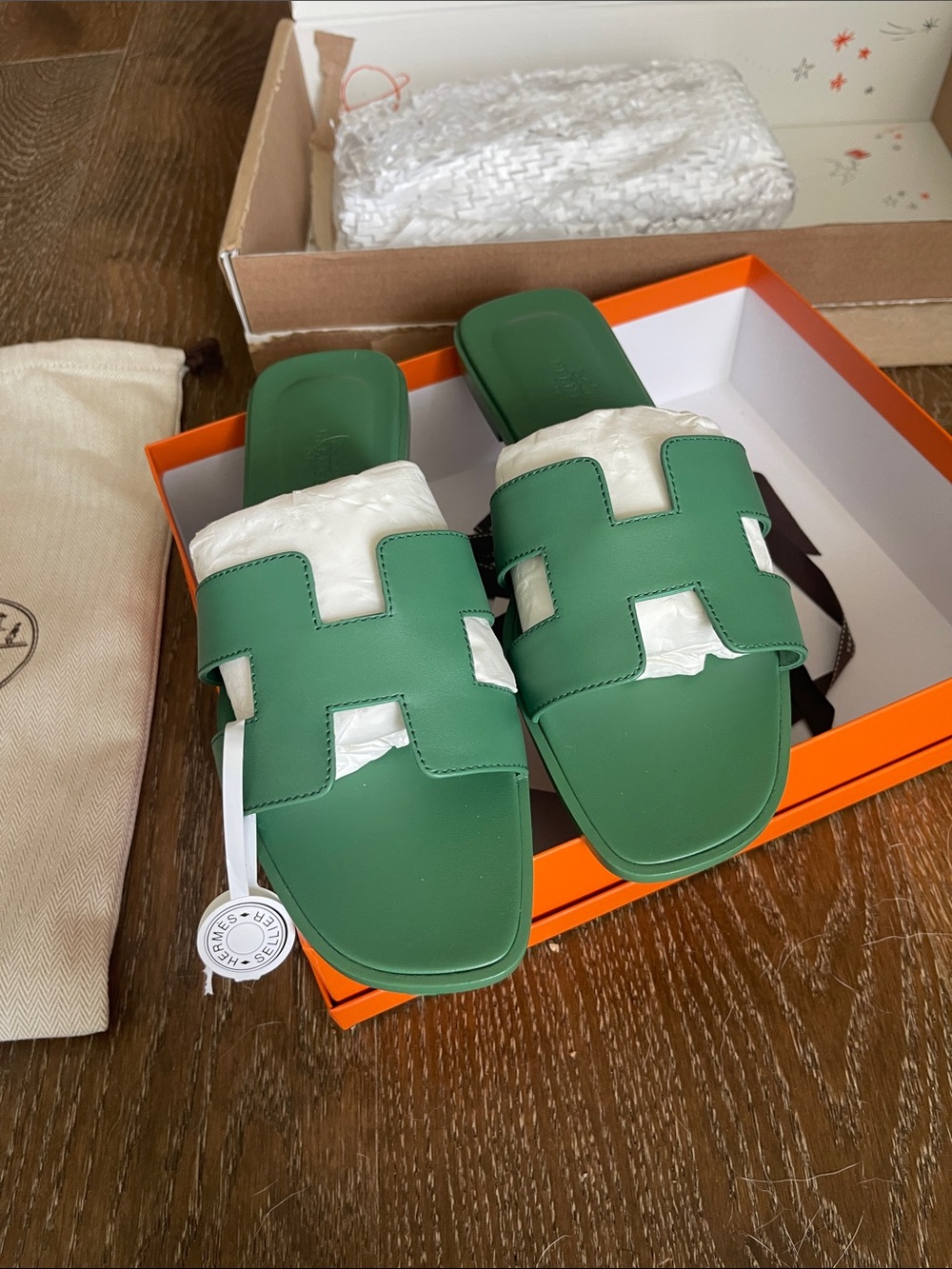Hermes Oran Sandal Vert Jungle Size 39.5 - Picture 7 of 11
